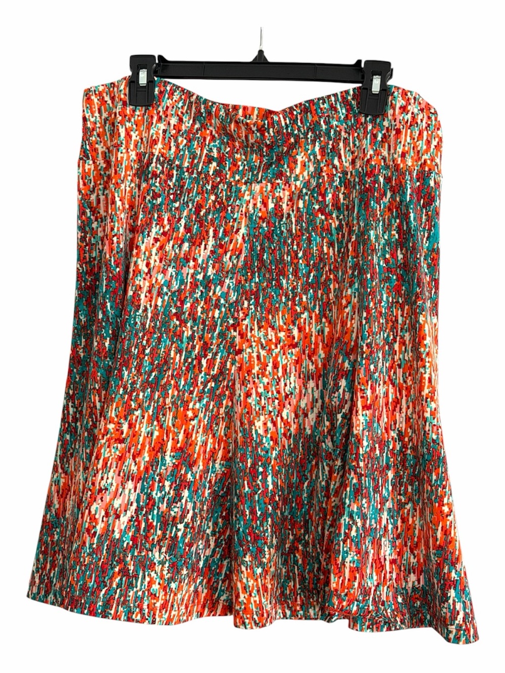 Cato Multicolor Abstract A-Line Skirt in Orange, Teal, Red